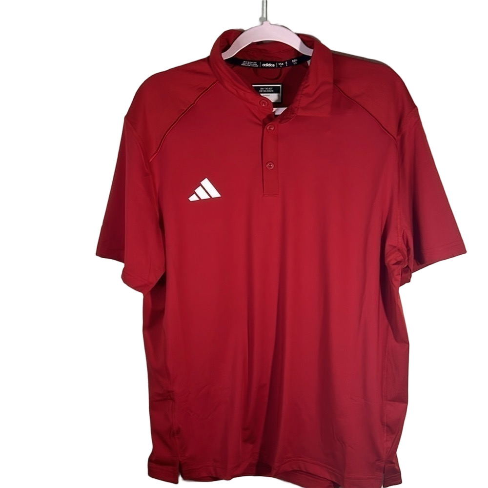Adidas men’s red polo shirt Size L polyester golf outdoors